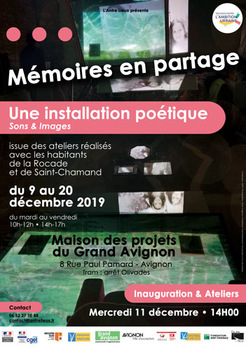 Affiche Installation poétique "Mémoires en partage"